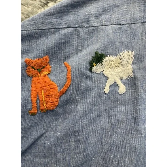 Vtg 70s Levi's Orange Tab Embroidered Chambray Shirt - Front & Back Floral Sun - Picture 11 of 12